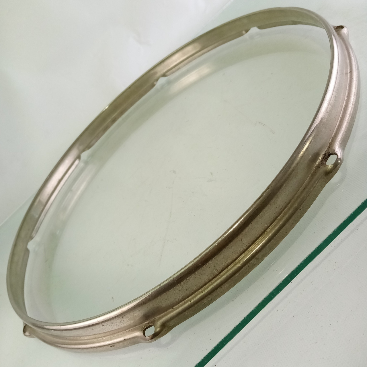 Slingerland 15"NOB BRASS Stick-Saver Snare/Tom Drum Batter Rim/Hoop 8Lug Nickel — main photograph