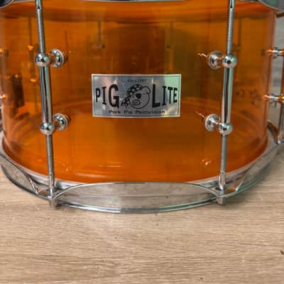 Pork Pie Pig Lite Acrylic Snare Drum Amber Orange 13 x 7 in #3183 image 2