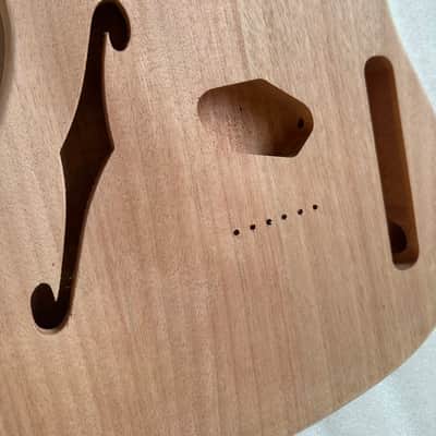Mahogany Wood Telecaster Teler Style Guitar Body, F Hole Routing, String Through Bridge image 4