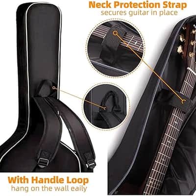 Bass Guitar Bag Gig Bag 0.35 inch Backpack Padded Soft Case Padding Black Electric Bass Case with Back Hanger Loop and Neck Strap image 3