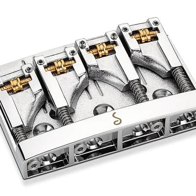 Schaller Germany 3D4 4-String Flatmount Roller Bass Bridge, CHROME 12130200
