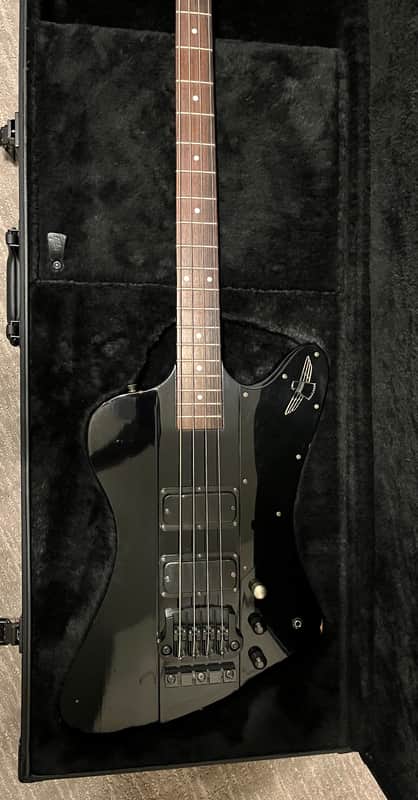 Greco TB-700 Thunderbird Bass Black 1980s MIJ with Hipshot SuperTone Gibson Bridge + Gibson Thunderbird Case image 1
