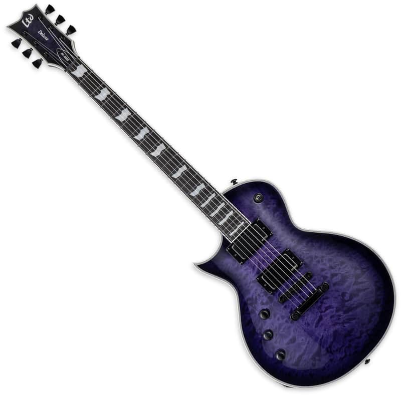 ESP LTD EC-1000QM See Thru Purple Sunburst Lefty Guitar B-Stock image 1