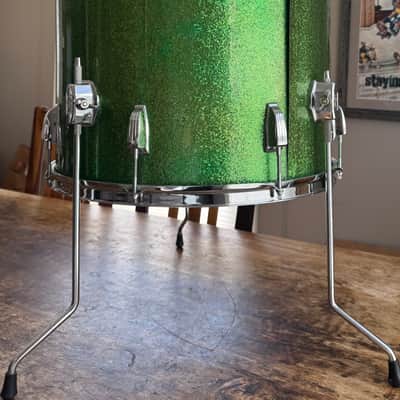 VG Vintage Ludwig No. 952 Classic 16x18" Floor Tom with Keystone Badge Mid 60’s Green Sparkle image 5