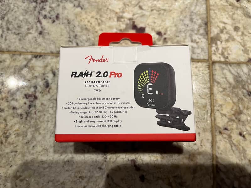Fender Rechargeable Flash Clip-On Tuner 2020s - Black image 1
