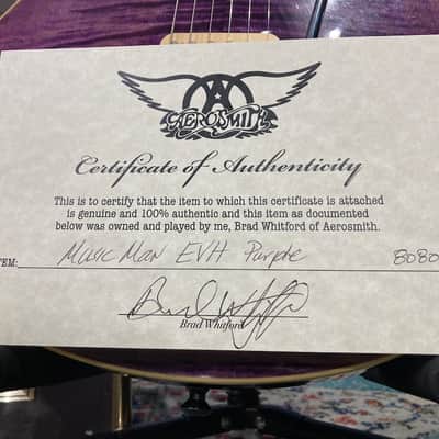 Music Man Brad Whitford’s Gift From Eddie Van Halen, Aerosmith, EVH (#127) 1991 Purple image 7