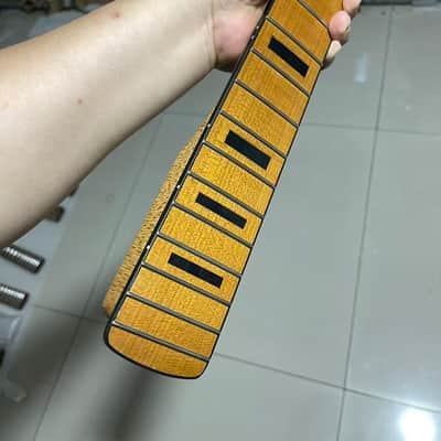 4-string electric bass neck tele jazz bass stainless steel 21 frets Roasted Maple guitar neck 34inch hole 18mm black block inlay image 3