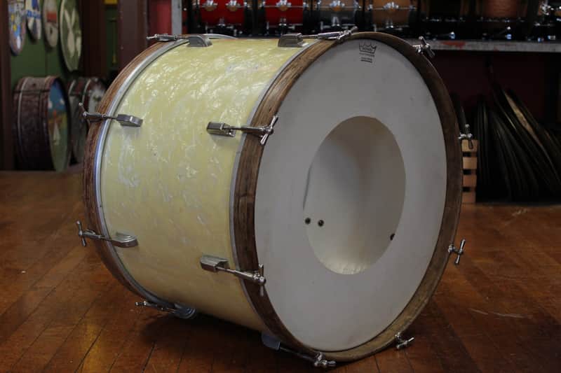 1950s Leedy 16x22 Bass Drum in White Marine Pearl image 1