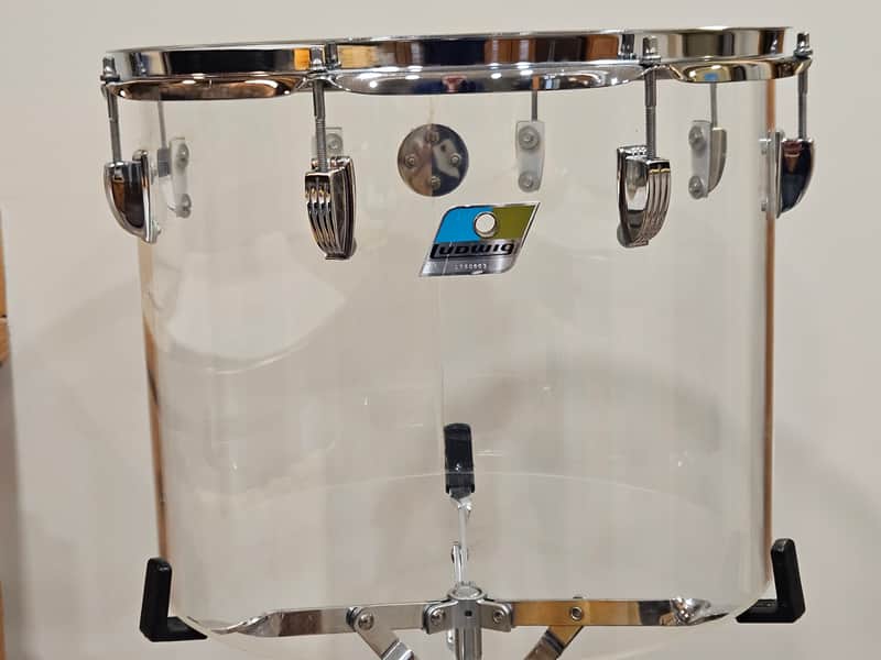 Vintage 70s Ludwig Clear Vistalite 12x15 Concert Tom 1970s Blue/Olive Badge No Cracks image 1