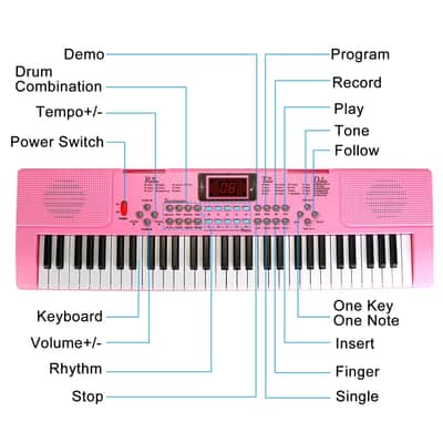 61 Keys Digital Music Electronic Keyboard Electric Musical Piano Instrument Kids Learning Keyboard w/ Stand Microphone-Black image 9