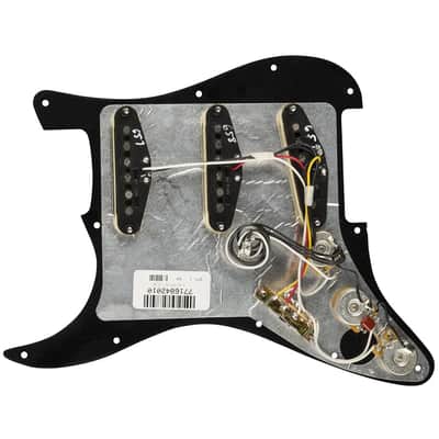 Fender Pre-Wired Strat® Pickguard, Tex-Mex SSS, Black - 0992343506 Bundle w/ 12-Pack Guitar Pick and Liquid Audio Polishing Cloth image 3