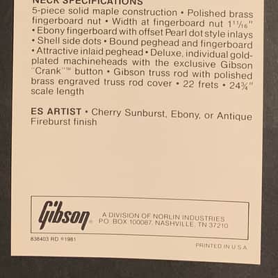 Gibson ES Artist Pre-Owners manual 1981 image 3