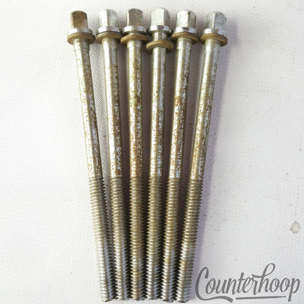 Slingerland 6x Tension T-Rods 3 1/2" Floor Tom Drum Chrome 50 Brass Washers USA — main photograph