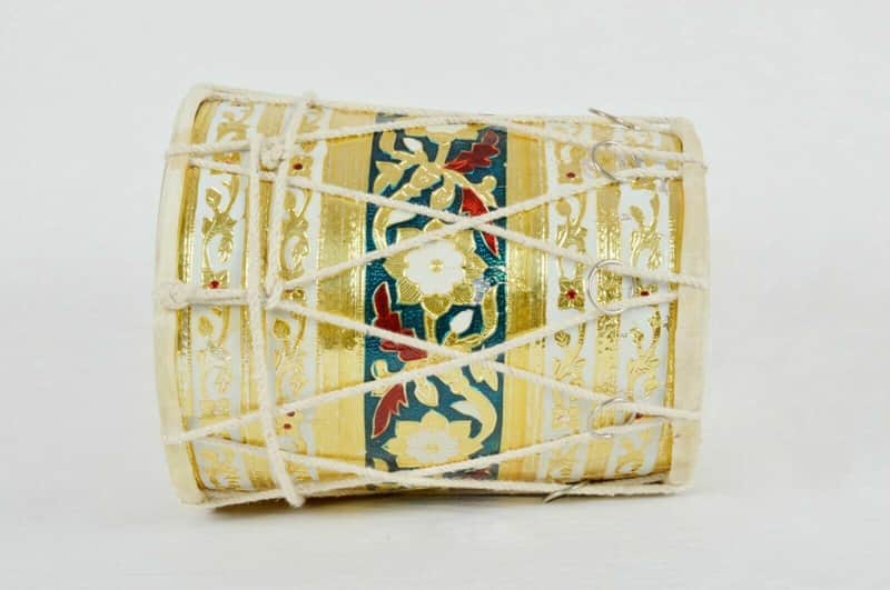MeenaKari Work Designer Musical Instrument Wooden Rope Baby Dholak image 1