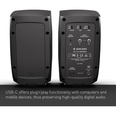 ADAM Audio D3V Active Desktop Monitoring System with USB-C Connection (Pair), Black image 8