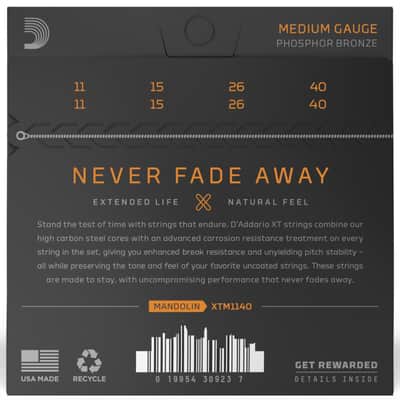 D'Addario XT Coated Phosphor Bronze Mandolin Strings, Medium 11-40 image 3