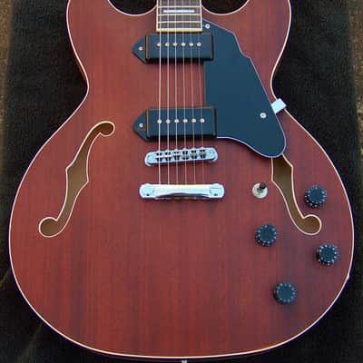 Hollow Body 330/335 Guitar P-90 Equipped-2025 from Haywire Custom Guitars Custom Shop - 1.66" Nut Width + 16" Radius with Natural Matte Sapele Finish with Frets Leveled, Crowned and Polished + Low Action Full Set-Up! image 2