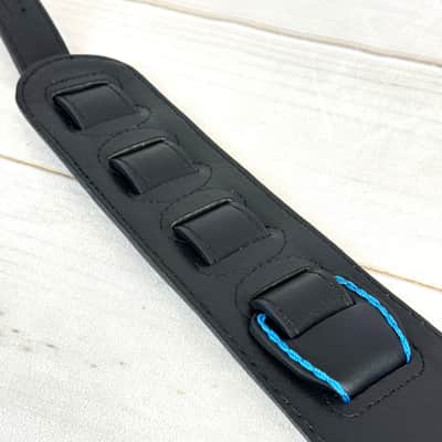 Walker & Williams GTR-20-BLU Sedona Special Turquoise Blue On Black Padded Strap With Brass Studs & Rivets For Acoustic Electric And Bass Guitars image 11