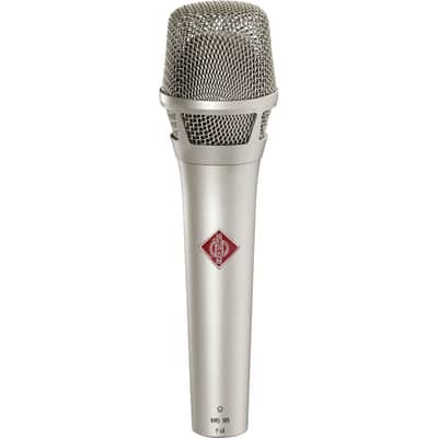 Neumann KMS 105 Supercardioid Condenser Handheld Vocal Microphone - Nickel with On-Stage Stands MS7701B Microphone Stand and XLR Cable image 3