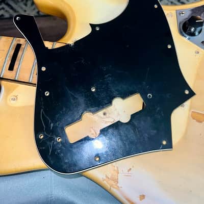 Vintage Fender Jazz Bass 1973 - Tuxedo Appointments Olympic White w Black Guard, Black Binding and Blocks image 15