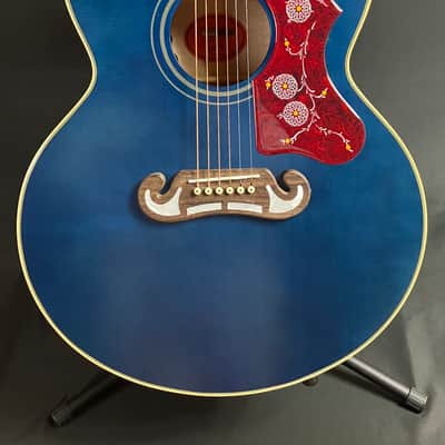 Epiphone 'Inspired by Gibson' J-200 Jumbo Acoustic-Electric Guitar Viper Blue Finish w/ Case image 2