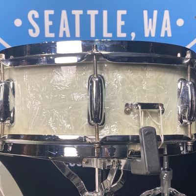Slingerland - 1960s 5x14" White Marine Snare Drum. #140 , 8-Lug 3-Ply image 10