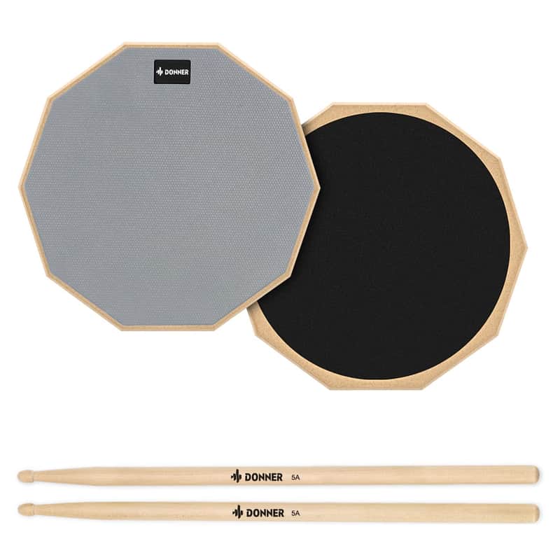 Drum Practice Pad 8 Inches, Silent Practice Drum Pad 2-Sided With Drum Sticks - Gray image 1