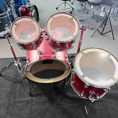 DW Collector's Series SSC Pure Maple 4-Piece 10/12/16/22 Drum Kit Set in Cherry Satin Oil Stain w/ Chrome Hardware image 7