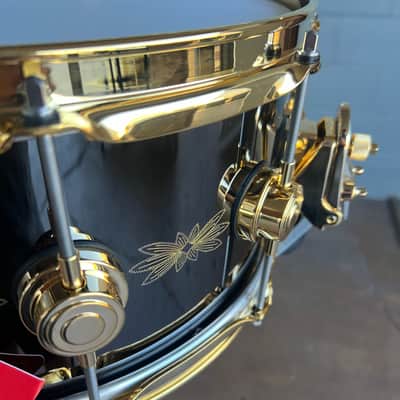 ~RARE!~ DW Collector's Series 6.5x14" Engraved Floral Black Nickel Over Brass Snare Drum w/ Gold Hardware image 6