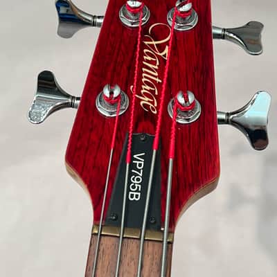 Vantage VP-795B 4 String Bass Guitar 1981 Left Hand LEFTY Transparent Red made inJapan Matsumoku image 6