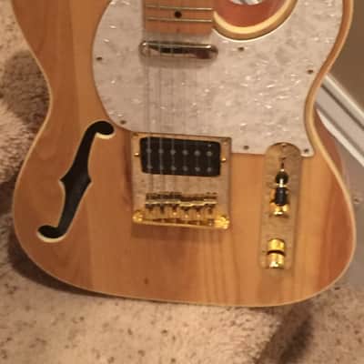 Samick Artist Series Thinline Hollow Telecaster copy TO-0345 1980's Natural Ash with Maple Neck and image 3