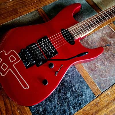 Squier Showmaster Jason Ellis 20th Anniversary strat reverse 2004 - red image 2