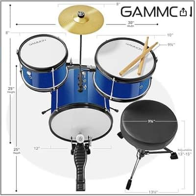 🎸3 Piece Junior Size Acoustic Drum Kit with Snare, Cymbal, and Throne🎸 image 2