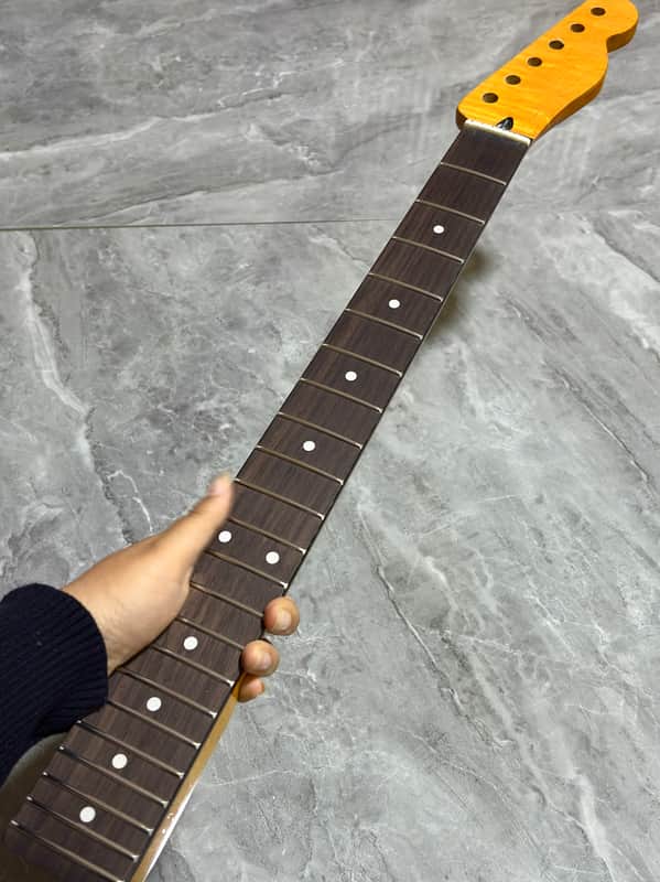 Rosewood Stainless steel 22frets Gloss Yellow Maple Electric guitar neck image 1