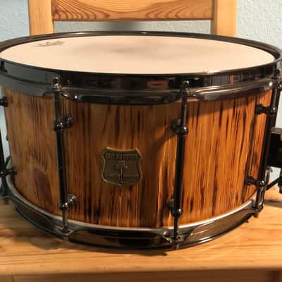 Outlaw Drums 14x7 Burnt White Pine Solid Stave Snare Drum image 1