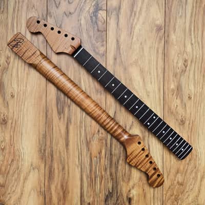 Left Handed Stratocaster Compatible Roasted Flame Maple and Rosewood Guitar Neck Satin image 2