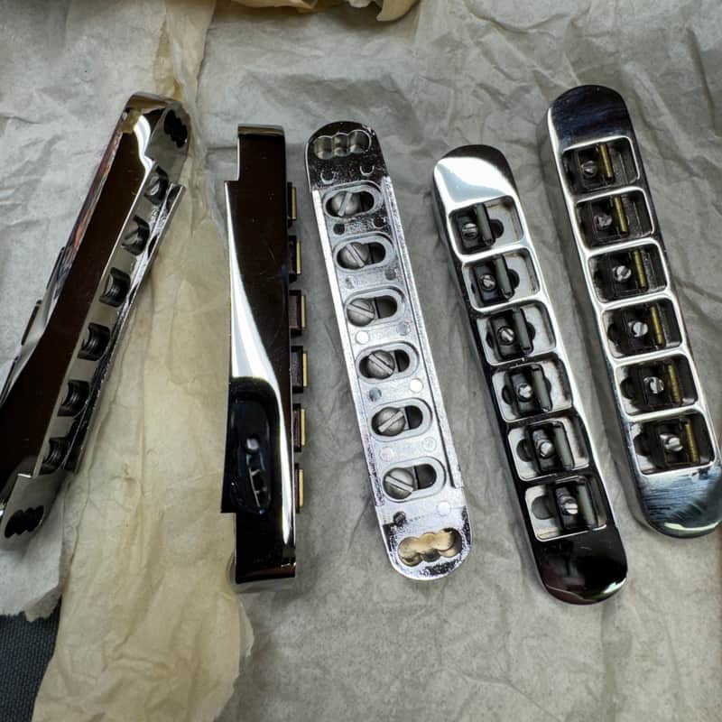 Gibson Three-point top adjust Tune-o-matic Bridge 1980's - Chrome image 1