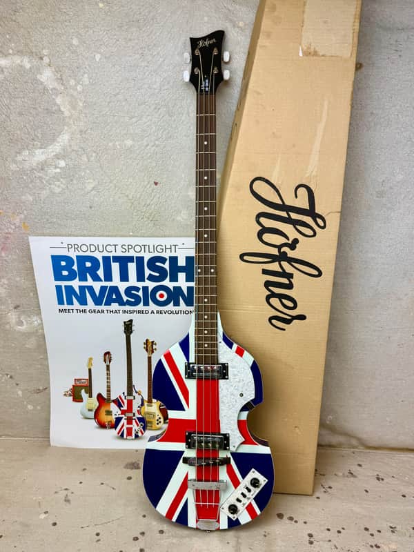 NOS Hofner HI-BB-UNJK Ignition Violin Bass with Union Jack UK Flag ~2014 image 1