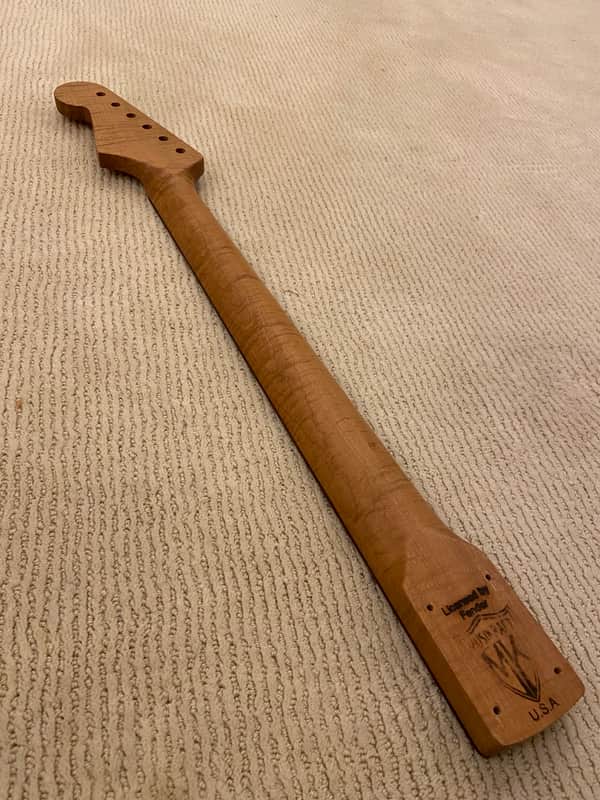 Musikraft Strat Neck - Nitro Finish - Roasted Flame Maple 3A