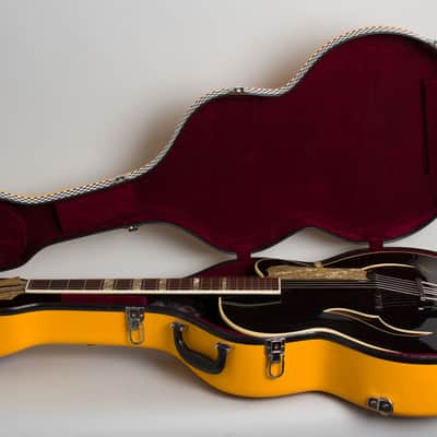 Isana Black Pearl Arch Top Acoustic Guitar (1959), molded fiberglass hard shell case. image 10