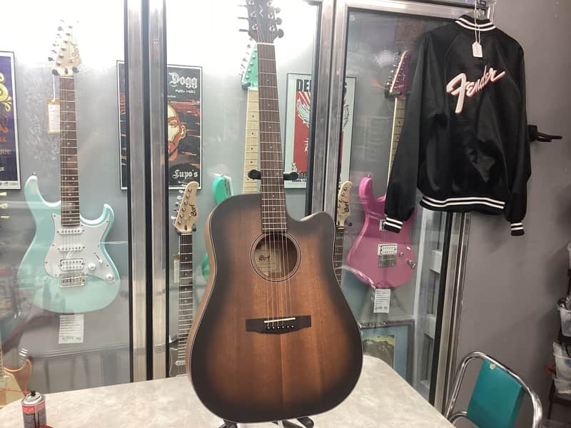 Cort COREDCOPBB Core-DC Series Dreadnought Cutaway Acoustic Electric Guitar. Open Pore Black Burst image 1