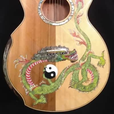 Blueberry Handmade Acoustic Guitar Grand Concert Dragon image 12