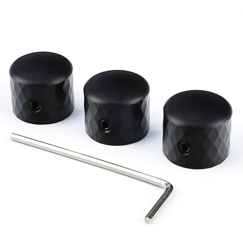 3Pcs Aluminum Alloy Electric Bass Guitar Knobs Speed Control 6.5mm（1/4"） Potentiometer Shaft Dome Metal Volume Tone Knobs for Electric Bass Guitar Replacement Parts (Black) image 1