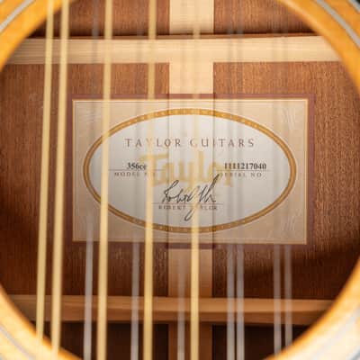 2017 Taylor 356ce with ES2 Electronics - Natural | USA All Solid Grand Symphony Acoustic Guitar Cutaway Pickup | OHSC image 17