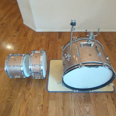 Ludwig Vintage 1966 Club Date pink champagne sparkle outfit w/ matching snare drum! image 17