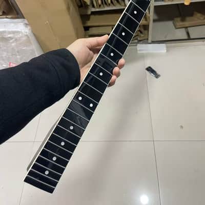1 Round stainless steel  22 frets White binding black gloss Maple guitar neck 25.5inch hole 10mm image 2