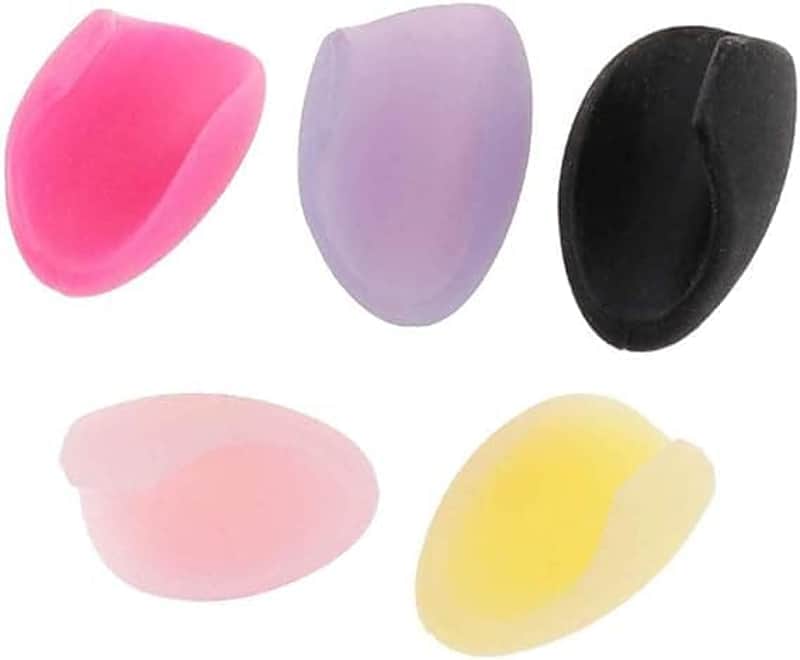 5pcs Flute Thumb Rest Cushion Soft Silicone Finger Cover for Flute Wind Instrument Black Purple Pink Yellow Rose Pink image 1