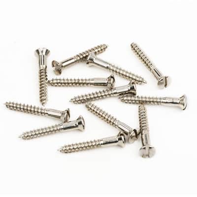 Genuine Fender Slotted Tele Bridge/Strap Button Screws (12) NICKEL, 001-8371-049