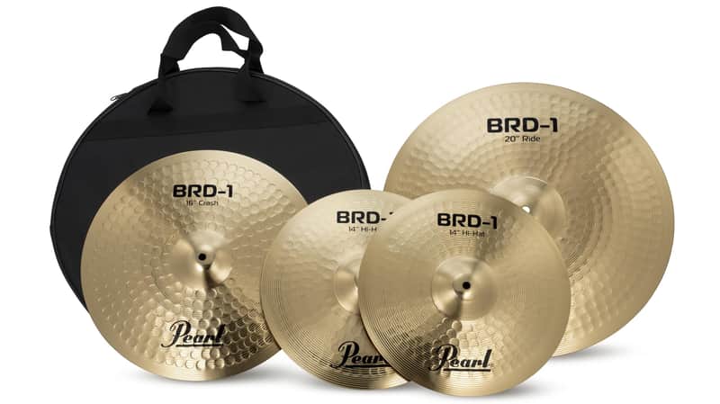 Pearl 3 Piece Cymbal Pack; Pearl Logo; 14" Hi-hats, 16" Crash, 20" Ride (BRD1) image 1