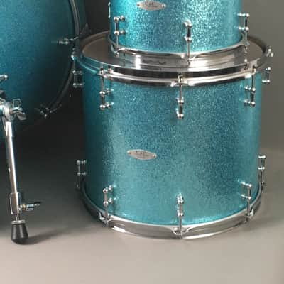 C&C Custom Drum Set Cardwell Drums USA Order Made 10/14/22 CC Rock Kit Turquoise Sparkle American Maple Shells Tube Lugs image 3